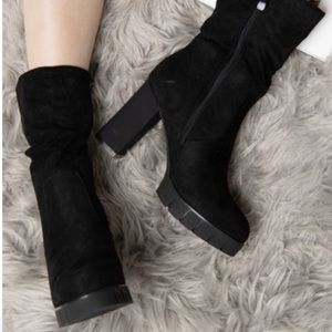 Black suede winter booties. Real leather. Worn once.